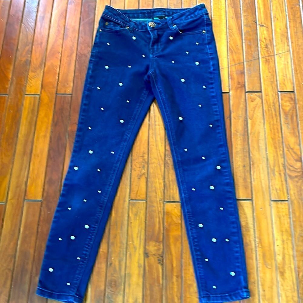 Rampage Dark Wash Skinny Jeans Pearl Embellished size 1
